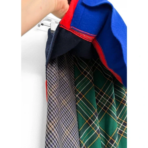 Enföld Japanese Layered Patchwork Asymmetric Plaid Solid Skirt - Picture 5 of 8